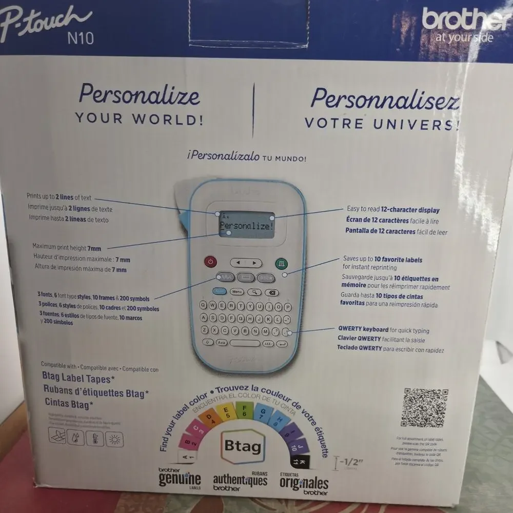 Brother P-Touch PT-N10 Personal Handheld Label Maker Portable B-TAG 1/2 Inch